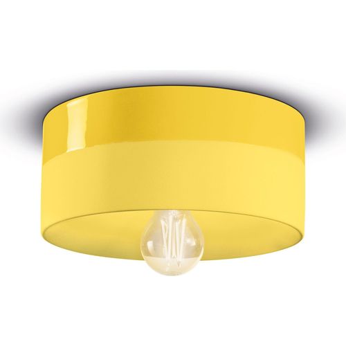 Deckenlampe Keramik rund D: 25 cm Gelb E27 Retro Design Keramiklampe