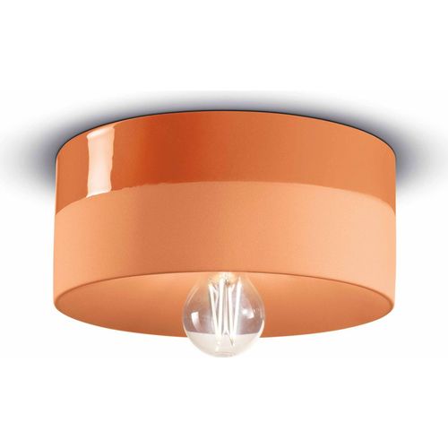 Deckenlampe Keramik Ø 25 cm Orange E27 rund Retro Design Keramiklampe