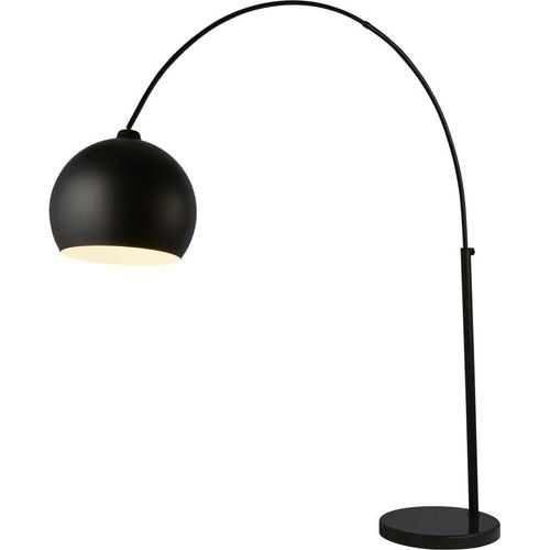Bogenleuchte Metall verstellbar 203 cm hoch Schwarz (Marmor) Schwarz E27 Kugel Schirm Retro Bogenlampe