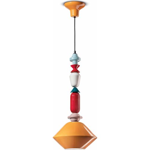 Hängeleuchte Keramik E27 Gelb Bunt Retro Design Keramiklampe