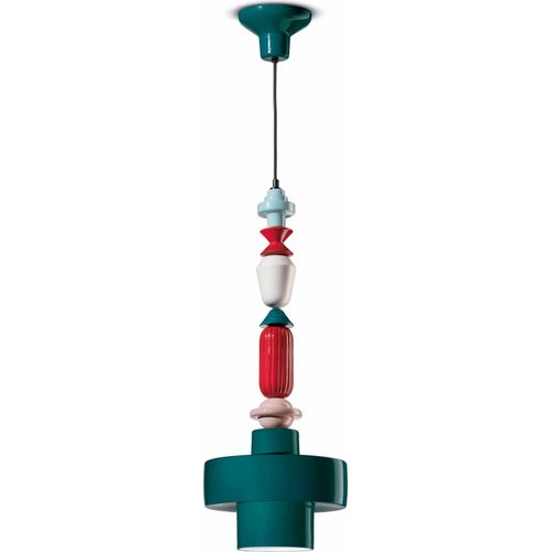 Hängelampe Keramik E27 Petrol Bunt Retro Design Keramiklampe