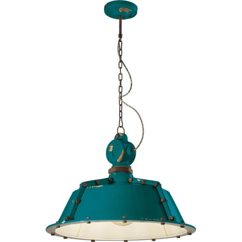 Pendelleuchte Keramik H: max. 110 cm Petrol Shabby Antik E27 Vintage Design Keramiklampe