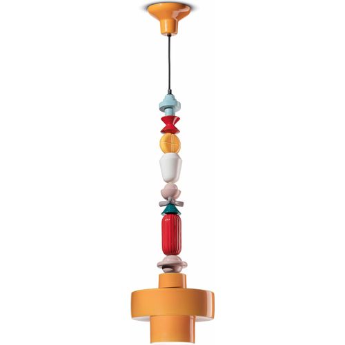 Hängeleuchte Keramik Gelb Bunt E27 Retro Design Keramiklampe