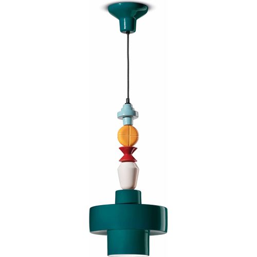 Pendelleuchte Keramik E27 Petrol Bunt Retro Design Keramiklampe