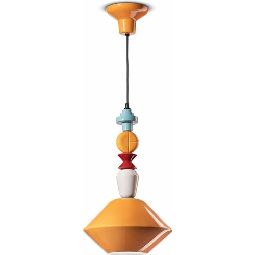 Hängeleuchte Keramik E27 Gelb Bunt Retro Design Keramiklampe