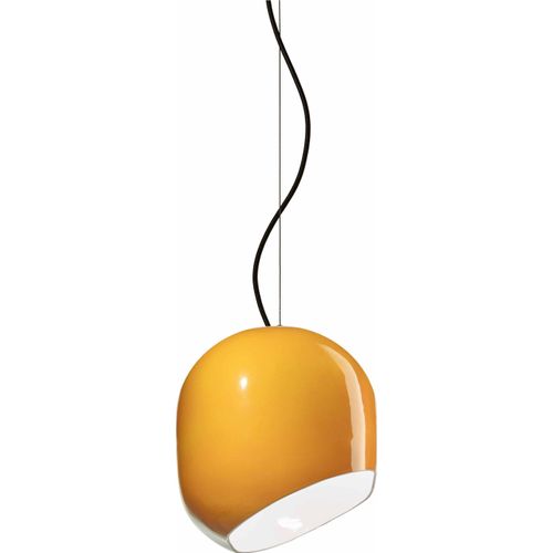 Pendelleuchte Keramik E27 H: max. 150 cm Gelb rund Retro Keramiklampe