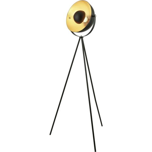 Stehleuchte Metall E27 144 cm hoch in Schwarz matt Gold Retro Design Stehlampe