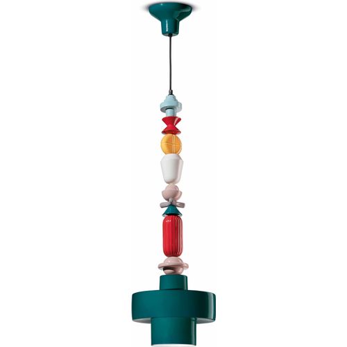 Pendelleuchte Keramik Petrol Bunt E27 Retro Design Keramikleuchte