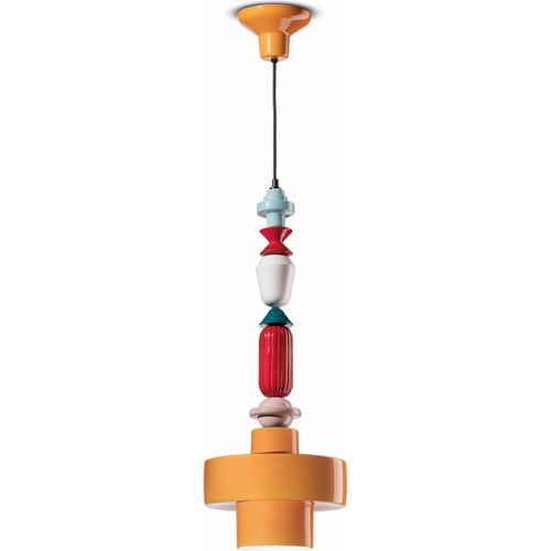 Hängelampe Keramik Gelb Bunt E27 Retro Keramiklampe