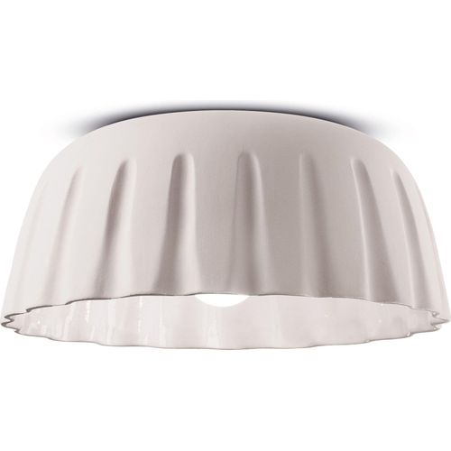 Deckenlampe Keramik E27 rund Ø 40 cm Weiß matt Retro Keramiklampe