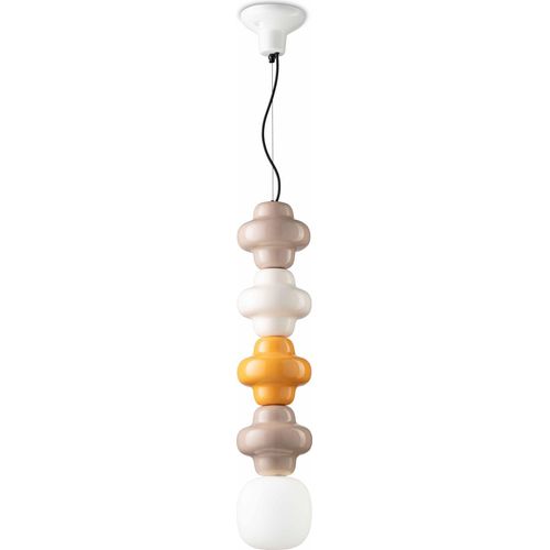 Hängelampe Keramik Glas Bunt Weiß E14 Retro Design Keramikleuchte