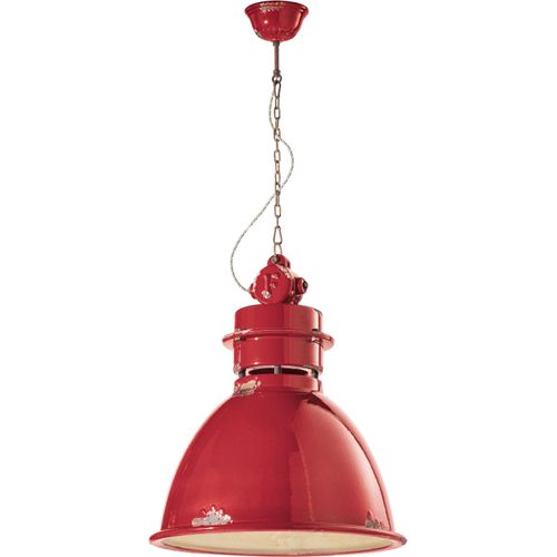 Pendelleuchte Keramik E27 H: max. 140 cm Rot Shabby Antik Vintage Keramiklampe