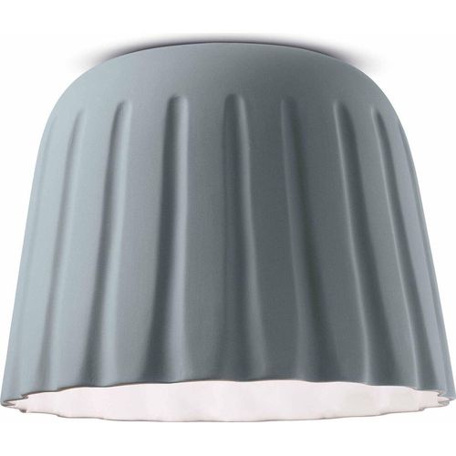 Deckenlampe Keramik E27 Ø 40 cm rund Grau Retro Design Keramiklampe