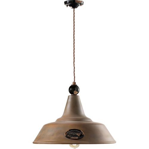 Hängelampe Metall rund D: 45 cm H: max. 155 cm Schwarz Shabby Antik Rostbraun E27 Vintage Pendelleuchte
