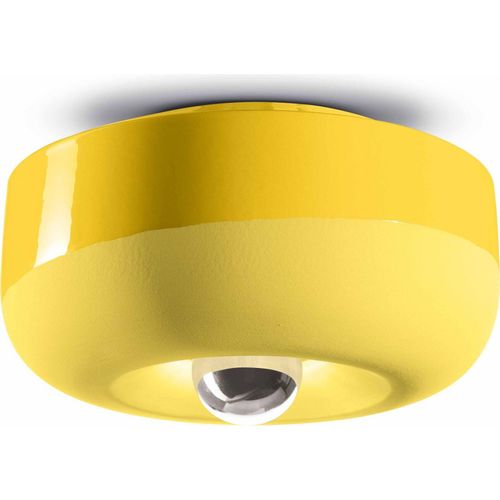 Deckenleuchte Keramik D: 27 cm Gelb E27 rund Retro Design Keramiklampe
