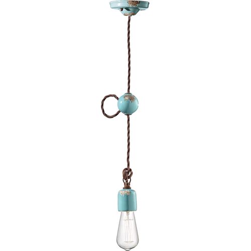 Pendelleuchte Keramik H: max. 120 cm Hellblau Shabby Antik E27 Vintage Keramiklampe