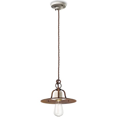 Hängeleuchte Metall rund Ø 25 cm H: max. 132 cm Creme Rostbraun E27 Vintage Hängelampe
