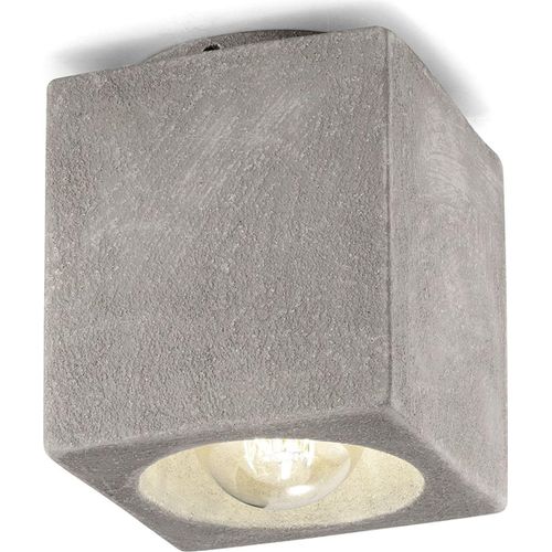 Deckenspot Keramik E27 12 cm breit Aufputz Beton-Optik quadratisch Modern Keramiklampe