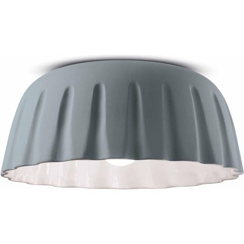 Deckenlampe Keramik E27 rund Ø 40 cm Grau Retro Design Keramiklampe
