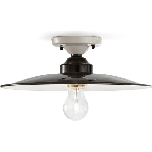 Deckenlampe Metall Keramik Ø 35 cm Weiß Schwarz E27 rund Vintage Keramikleuchte