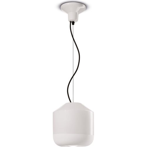 Hängelampe Keramik D: 24 cm rund H: max. 145 cm Weiß E27 Retro Keramiklampe