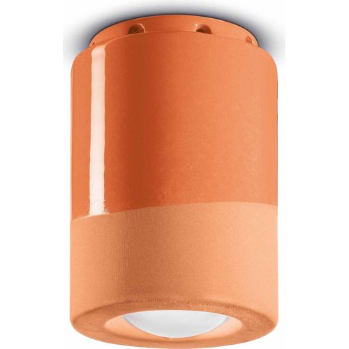 Deckenlampe Keramik E14 rund Ø 8,5 cm Aufputz Orange Retro Keramikleuchte