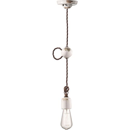 Pendelleuchte Keramik E27 H: max. 120 cm Weiß Shabby Antik Vintage Keramiklampe
