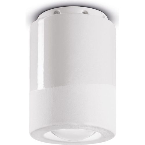 Deckenlampe Keramik Ø 8,5 cm rund Aufputz Weiß E14 Retro Design Keramikleuchte