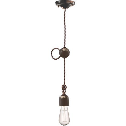 Pendelleuchte Keramik H: max. 120 cm Schwarz Shabby Antik E27 Vintage Keramiklampe
