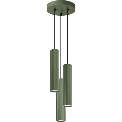 Hängelampe Aluminium GU10 B: 19,5 cm H: max. 108 cm Olivgrün 3-flammig Modern Hängeleuchte