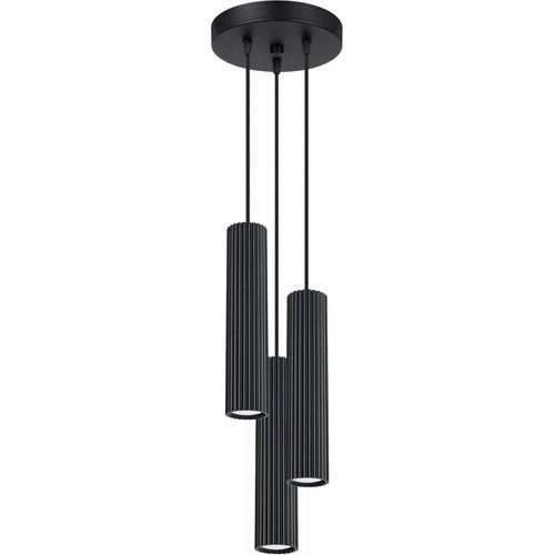 Pendelleuchte Aluminium 19,5 cm breit H: max. 108 cm Schwarz GU10 3-flammig Modern Hängelampe