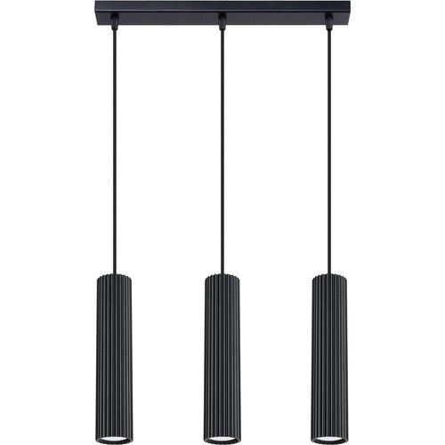 Pendelleuchte Aluminium GU10 H: max. 98 cm Schwarz 3-flammig länglich Modern