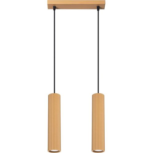 Pendelleuchte Aluminium GU10 H: max. 90 cm in Gold 2-flammig länglich Modern Hängelampe