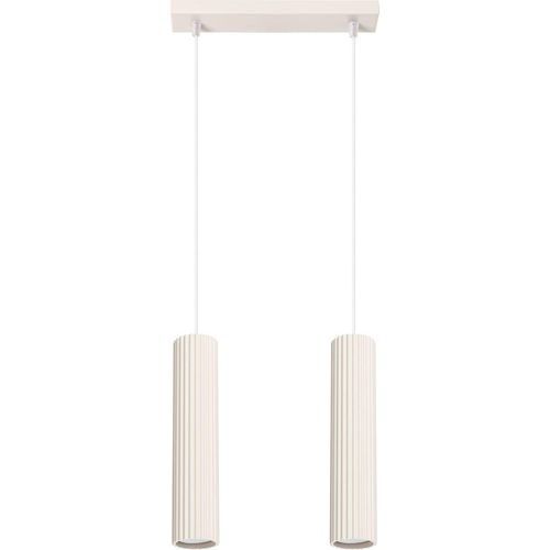 Pendelleuchte Aluminium GU10 H: max. 90 cm Creme 2-flammig länglich Modern