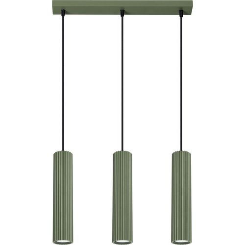 Pendelleuchte Aluminium H: max. 98 cm Olivgrün GU10 3-flammig länglich Modern