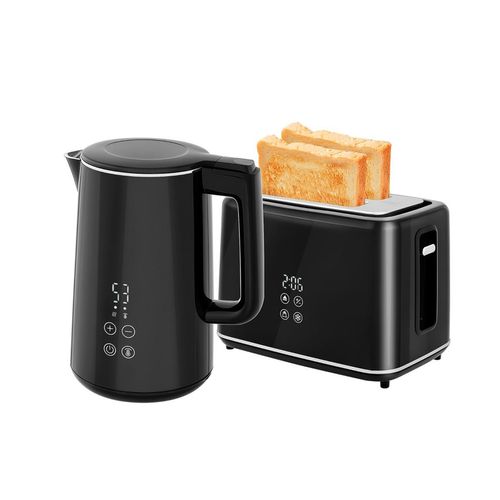 Wasserkocher Toaster Set mit 1,5L Wasserkocher und 2 Toastscheiben Frühstücksset 2200W Schwarz