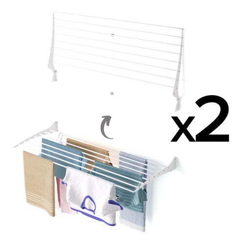 2x Foxydry Fold – Klappbarer Wand-Wäscheständer aus Aluminium, modern und robust