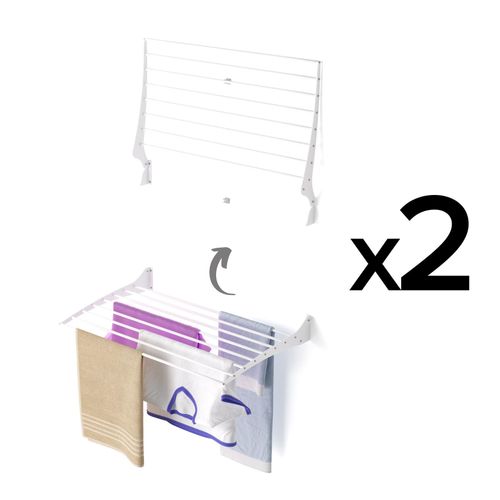 2x Foxydry Fold – Platzsparender Wäscheständer zur Wandmontage aus Aluminium