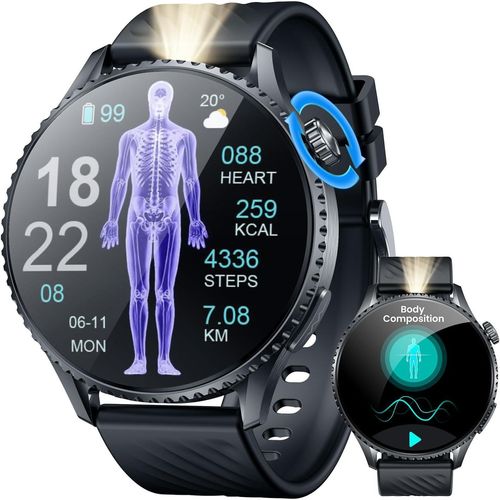 idomars Herren Smartwatch mit ECG+HRV, 1,56