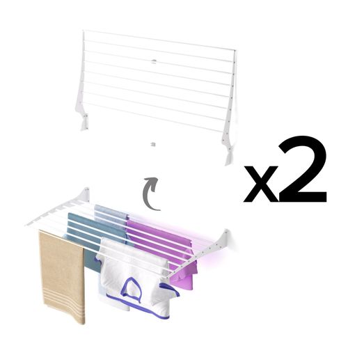 2x Foxydry Fold – Wand-Wäscheständer klappbar, rostfrei und für innen und außen