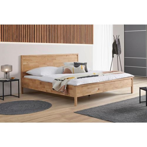 Mid.you Bett , Wildeiche , Holz , Wildeiche , massiv , Höhe ca. - cm , 180x200 cm , Lattenrosthöhe individuell einstellbar , Schlafzimmer, Betten,