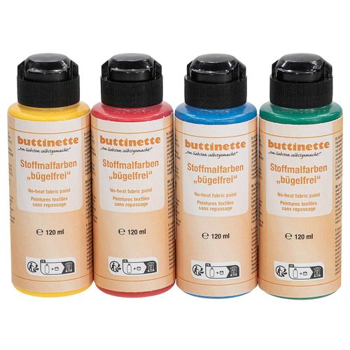 buttinette Stoffmalfarben bügelfrei "Grundfarben", 4x 120 ml Image