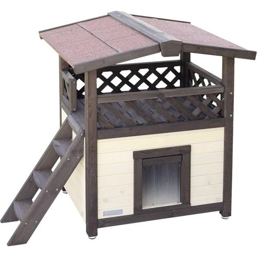 Kerbl Katzenhaus 4-Seasons Deluxe Beheizbar 88x57x77 cm Dunkelbraun
