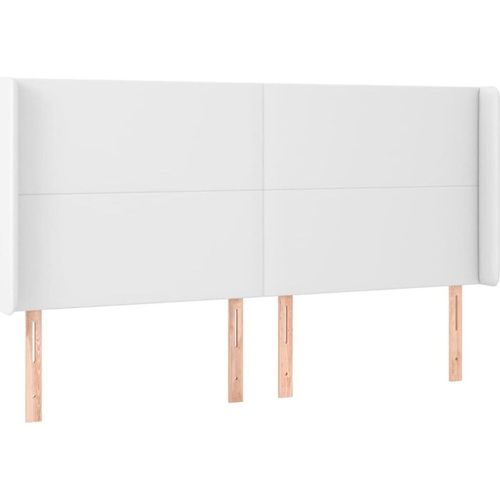 vidaXL Kopfteil mit Ohren Weiß 203x16x118/128 cm Kunstleder