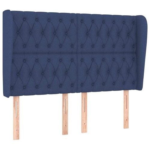 vidaXL Kopfteil mit Ohren Blau 147x23x118/128 cm Stoff