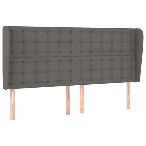 vidaXL Kopfteil mit Ohren Grau 183x23x118/128 cm Kunstleder