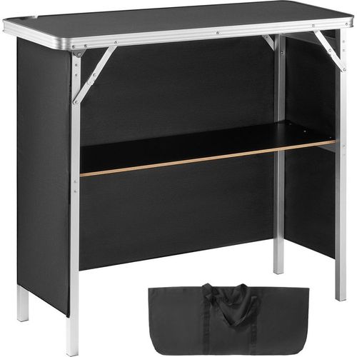 Tragbare Messe-Theke Faltbarer Messe-Tresen Schwarz - Messe-Stand Ausstellungs-Thekenständer 975 x 385 x 870 mm - Promotion-Bartisch Promotion-Theke Rezeption mit Aufbewahrungsregal inkl. Tragetasche.