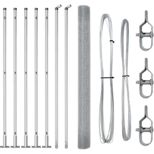 vidaXL Zaun mit Pfosten Silber 1.6 x 10 m Stahl
