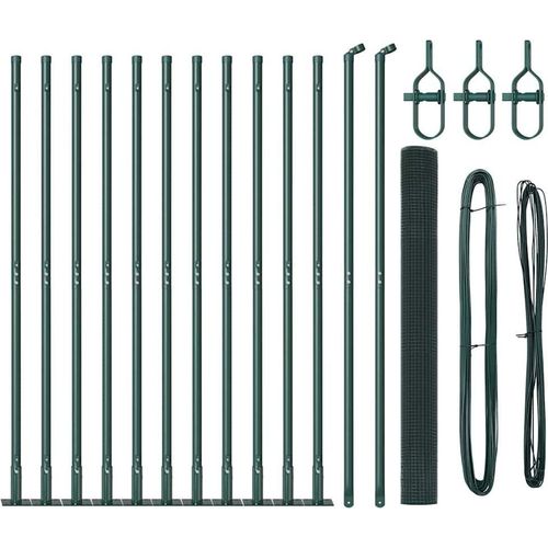 vidaXL Zaun mit Pfosten Grün 1.4 x 25 m Stahl