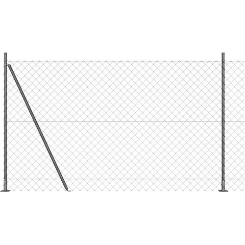 vidaXL Kettengliedzaun mit Pfosten Grau 1.6 x 25 m Stahl